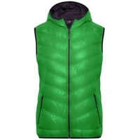 Ladies' Down Vest Ultraleichte sportliche Daunenweste mit Kapuze grün/grau, Gr. XL