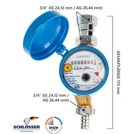 werner schütz Zapfhahnzähler Wasserzähler Kaltwasser 110 mm G 3/4