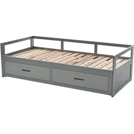 lanki international gmbh Odikalo Schlafsofa Polsterbett Ausziehbar 90/180*200cm Schubladen Lattenrosten grau - Grau