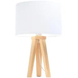 Tischleuchte 010s-060 Kiefernholz natur , Lampenschirm Velour weiß
