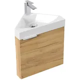 Posseik Eckbadmöbel Delta Slimline für Gäste-WC SoftClose Eiche Gold