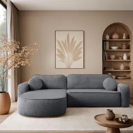 lookway Eckcouch mit Schlaffunktion und Bettkasten Grau