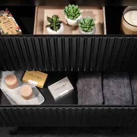 [en.casa] Waschtisch Newport 100x60x40 cm Schwarz/Eichenoptik