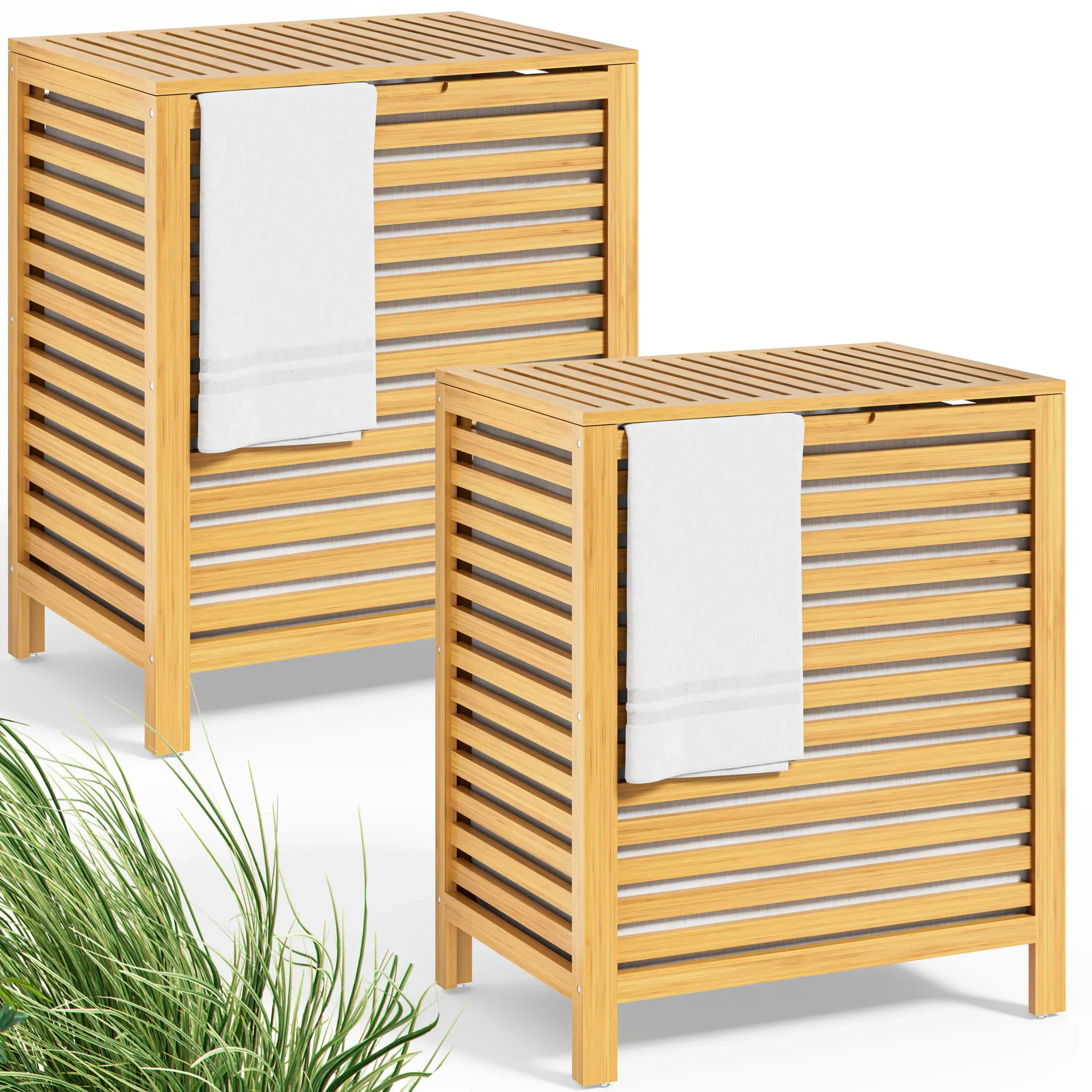 Bamboo Laundry Basket 62L - Set of 2