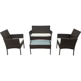 Happy Garden Gartenmöbel Corfou aus geflochtenem Harz in braun 4 Sitzplätze - Kissen in beige