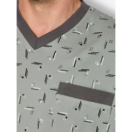 Comte d'Aulone Shorty COMTE, Herren, Gr. 52/54, salbei, anthrazit, bedruckt, 100% Baumwolle, Homewear-Sets Shorty