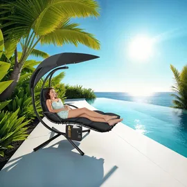 Tectake Hängeliege 195 x 132 x 197 cm Schwarz