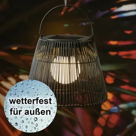 MARELIDA LED Solar Laterne/Hängeleuchte in Rattanoptik Solarleuchte schwarz