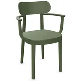 THONET 118 MF Holzstuhl mit Armlehnen | Muldensitz | Buche gebeizt olivgrün