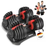 kehot Hantel-Set Verstellbare Kurzhantel 24 kg mit 15 Gewichtsstufen, (Einhand-Schnellverstellung mit stabiler Ablage, Kompaktes Hantelset für effektives Home-Gym Krafttraining), 2,5–24 kg Anpassung für Anfänger und Fortgeschrittene schwarz