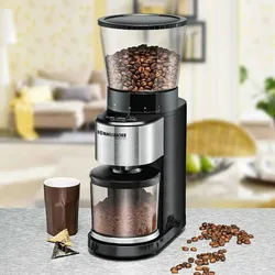 ROMMELSBACHER Kaffeemühle EKM 500, Kegelmahlwerk, Präzisions-Waage, Mahlgrad in 39 Stufen, 5 Funktionstasten für individuelle und flexible Nutzung