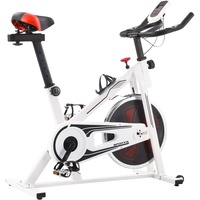 vidaXL Heimtrainer mit Pulsmesser Ergometer Fitnessgerät Fahrradtrainer Speedbike Fitness Fahrrad Hometrainer Trimmrad Weiß und Rot
