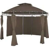 Gartenpavillon Sonnenpavillon Pavillon rund Ø 350cm taupebraun inkl. Seitenteile