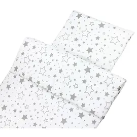 TupTam Kinder Gemusterte Bettdecken Set Ganzjahresdecke Bettdecke Kopfkissen Flachkissen 2tlg., Farbe: Sterne Grau/Weiß, Größe: 135x100 cm