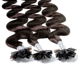 hair2heart Bonding Extensions Echthaar #5/0 Hellbraun 0.5g Haarextensions 25 ct Schwarz Damen 