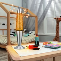 Lavalampe Tischleuchte Glitzer Schlafzimmerleuchte Glitter Alu Glas H 42,5 cm