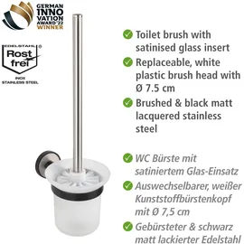 Wenko WC-Garnitur Udine Schwarz/Silber/Weiß