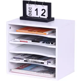 Relaxdays Dokumentenablage, 5 Fächer, Büroablage HBT: 33 x 35,5 x 25 cm, Schreibtischorganizer aus PB, modern, weiß