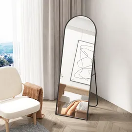 Albatros Ganzkörperspiegel – Bogen Spiegel mit schwarzem Rahmen - Standspiegel oder großer Wandspiegel im modernen Design, 150 x 50 cm groß – hochwertiges und nachhaltiges Glas 50x150x2