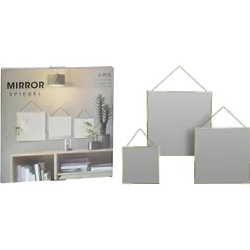 3x Spiegel Wandspiegel Badspiegel Garderobe Goldfarben Set