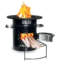 grillart® Raketenofen Outdoor “Powertrain” – effizienter Holzofen als Campingkocher für Dutch Oven und Grillpfannen – besonders effizient bei geringer Rauchentwicklung (Schwarz ohne Tasche)