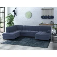 Home Affaire Wohnlandschaft HOME AFFAIRE "Balme, moderne Formensprache, zeitloses Design, U-Form", blau (dunkelblau), B:297cm H:75cm T:195cm, 100% Polyester, Sofas, Wohnlandschaft, Inkl. Zierkissen, wahlweise mit Bettfunktion