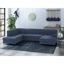 Home Affaire Wohnlandschaft HOME AFFAIRE "Balme, moderne Formensprache, zeitloses Design, U-Form", blau (dunkelblau), B:297cm H:75cm T:195cm, 100% Polyester, Sofas, Wohnlandschaft, Inkl. Zierkissen, wahlweise mit Bettfunktion
