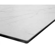 DeLife Esstisch Edge 200x100 Keramik Laminam® Statuarietto Weiß Edelstahl Schmal