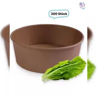 Blanc HYGIENIC Salatboxen Salatschalen braun 1000ml, 300 Stück, to go, take away, biologisch abbaubar, Kraftpapier+ PLA