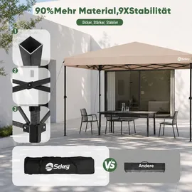 Sekey Faltpavillon 3 x 3 m inkl. 4 Sandsäcke Khaki