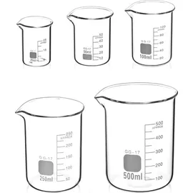 luxuskollektion Glas Becherglas Set 25ml-500ml, Abgestuftes Messbecher-Set
