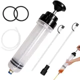 Herbst 200ml Ölabsaugpumpe mit Schlauch, Handpumpe mit Füllstandanzeige Manuelle Ölabsaugspritze für Ölwechsel Getriebeöl Bremsflüssigkeit Universal Flüssigkeitsabsauger für Auto Motorrad Rasenmäher