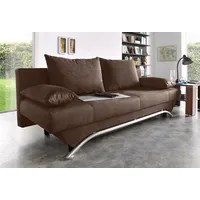 Schlafsofa JOCKENHÖFER GRUPPE "Nancy" Sofas Gr. B/H/T: 190cm x 81cm x 81cm, Luxus-Microfaser ALCATOP, braun inklusive Bettfunktion und Bettkasten, lose Rückenkissen