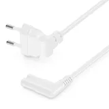 deleyCON 2m Netzkabel mit Flach Gewinkeltem Eurostecker - Eurostecker 90° Gewinkelt auf C7 Buchse 90° Gewinkelt - Euro-Netzkabel Stromkabel Kleingerätekabel - Weiß
