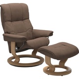 Stressless Relaxsessel STRESSLESS Mayfair Sessel Gr. ROHLEDER Stoff Q2 FARON, Classic Base Eiche, Relaxfunktion-Drehfunktion-PlusTMSystem-Gleitsystem, B/H/T: 79 cm x 101 cm x 73 cm, braun (dark beige q2 faron) Lesesessel und Relaxsessel