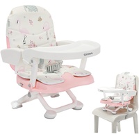 UBRAVOO Kinder Sitzerhöhung Stuhl, Kindersitzerhöhung Klappbar mit PU Kissen & Abnehmbarem Tablett für Kinder von 6 bis 36 Monaten (Pink Flamingos)