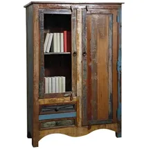 Massivmoebel24 Vitrine Altholz 95 x 42 x 140 cm Mehrfarbig