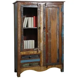 Massivmoebel24 Vitrine Altholz 95 x 42 x 140 cm Mehrfarbig