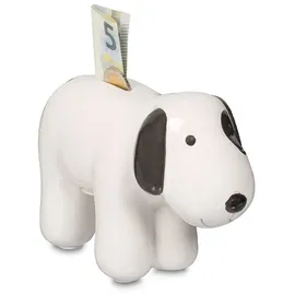 Relaxdays 10x Spardose Hund aus Keramik Weiß,Schwarz