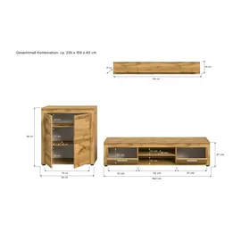 Möbel Kraft Wohnwand ¦ holzfarben ¦ Maße (cm): B: 255 H: 159 T: 35.0