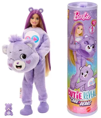 Barbie-Puppe der Cutie Reveal Glücksbärchi-Reihe mit Accessoires und Teile-gern-Bärchi-Kostüm, 10 Überraschungen