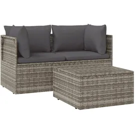 vidaXL Garten-Lounge-Set 3-tlg. grau