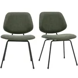 Designer-Stühle aus khaki-grünem Stoff und schwarzem Metall (Set von 2) BARNET