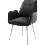 DELIFE Polsterstuhl Zoa-Flex, 4-Fuß konisch Edelstahl Echt-Leder Schwarz Taschenfederkern schwarz 62 cm x 90 cm x 63 cm