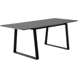 Hammel Furniture Esstisch Meza by Hammel, abgerundete Tischplatte MDF, Trapez Metallgestell, 2 Einlegeplatten grau 165 cm x 73,5 cm x 90 cm