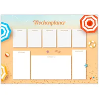 DIN A3 Schreibtischunterlage „Beach" aus Papier von edelkern® | Ideal als Notizblock, Organizer, Wochenplaner & Tagesplaner | Perfekt für Deine tägliche To Do Liste