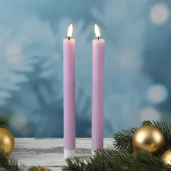 LED Stabkerzen MIA - Echtwachs - realistische 3D Flamme - H: 24cm - lavendel - 2...