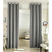 Woltu 2er Set Gardinen, Vorhang für Wohnzimmer Kinderzimmer, mit Ösen, Leicht & Weich, Wärmeisolierend, 140 x 245 cm, Dunkelgrau
