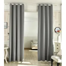 Woltu 2er Set Gardinen, Vorhang für Wohnzimmer Kinderzimmer, mit Ösen, Leicht & Weich, Wärmeisolierend, 140 x 245 cm, Dunkelgrau
