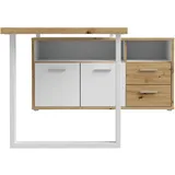 Forte Schreibtisch "Keflav" Tische Gr. B/H/T: 160cm x 74,1cm x 75cm, weiß artisan eiche + eiche) Breite 124,2 cm